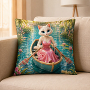 Representative sofa styling of Striped Oar Pond Dip throw pillow with cover and polyester insert — The Fluffy Fam