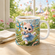 Representative visualization of Summer Pinwheel Fair ceramic mug in a bright fairground-window lifestyle scene
