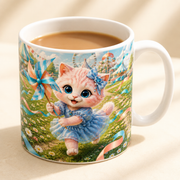 Representative visualization of Summer Pinwheel Fair ceramic mug rim, glaze and beverage detail