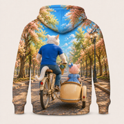Back view — Sunny Sidecar Sendoff — All-Over Print Hoodie