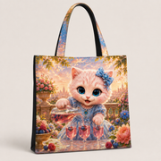 Black-base Sunset Sparkling Toast canvas tote in a three-quarter view — full-face front artwork only