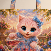 Natural-base Sunset Sparkling Toast canvas tote — full-face front print, canvas weave and reinforced handle stitching detail