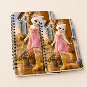 Sunshower Boot Shake spiral notebook, representative A5 and B5 size comparison; options sold individually