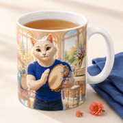 Representative visualization of Tambourine Sunbeat ceramic mug rim, glaze and beverage use detail