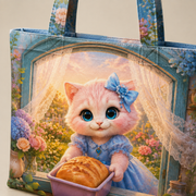 Natural-base Tea Loaf Window Wave canvas tote — full-face front print, canvas weave and reinforced handle stitching detail