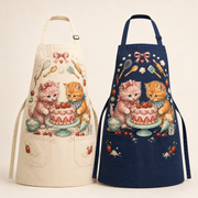Tiny Baker Cake Patrol printed apron, representative Natural and Navy color options shown side by side; options sold individually