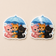 Tiny Umbrella Patrol die-cut sticker, representative matte and glossy finish comparison; options sold individually