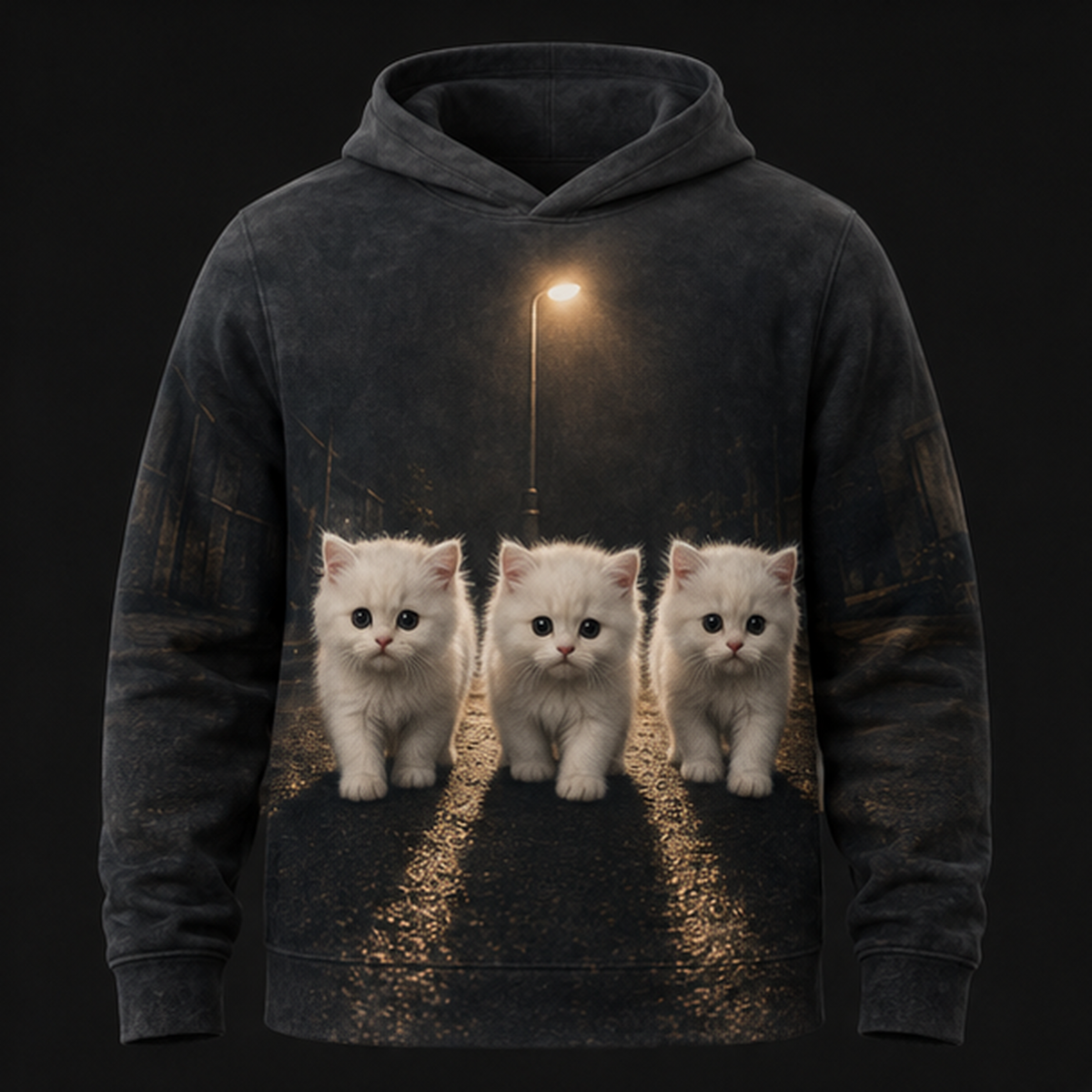 Streetlight Three-Beat — Story-Back AOP Hoodie — front view