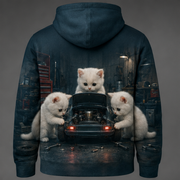 Tiny Garage Night Shift — Story-Back AOP Hoodie — true back or opposite-side view