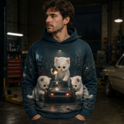 Tiny Garage Night Shift — Story-Back AOP Hoodie — adult lifestyle view