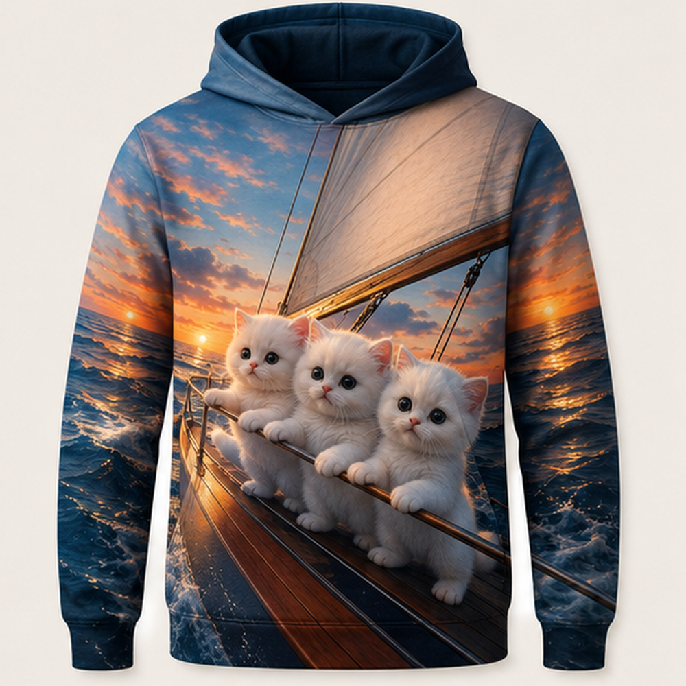 Sailboat Counterweight — Story-Back AOP Hoodie — front view