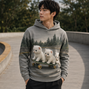 Longboard Relay — Story-Back AOP Hoodie — adult lifestyle view