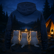 Footprints Outside the Tent — Story-Back AOP Hoodie — true back or opposite-side view