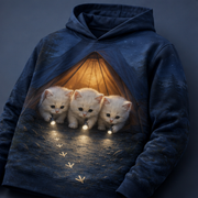 Footprints Outside the Tent — Story-Back AOP Hoodie — print detail