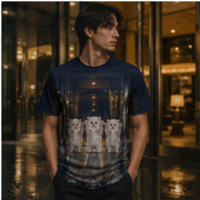 Automatic Door Drill — AOP T-Shirt — lifestyle view