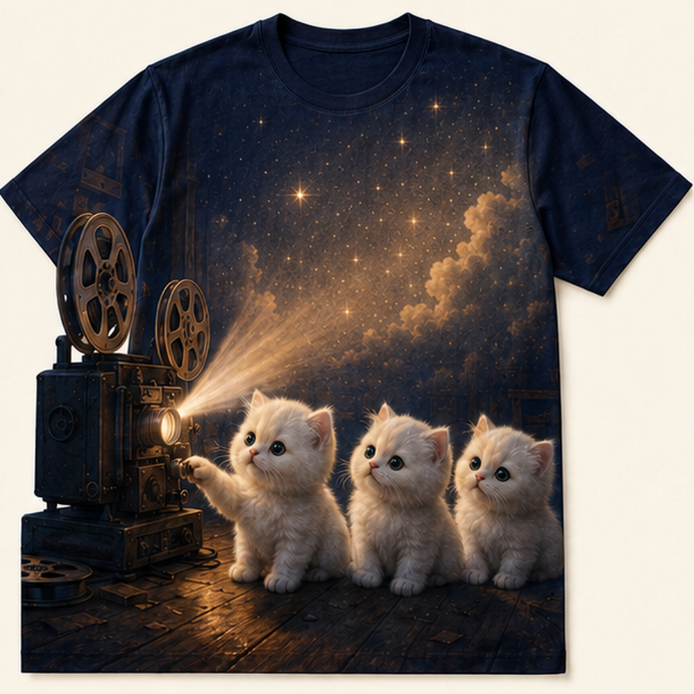 Projector Beam Vigil — AOP T-Shirt — front view