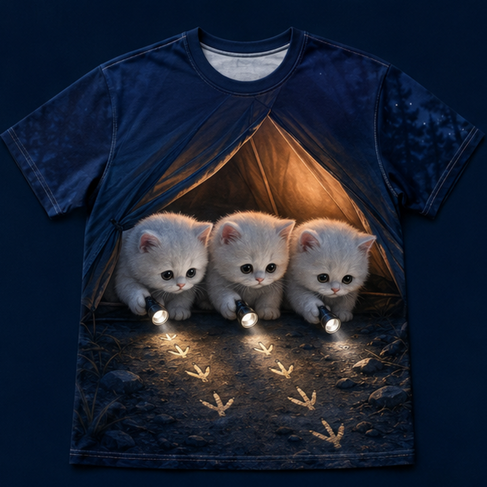 Footprints Outside the Tent — AOP T-Shirt — front view