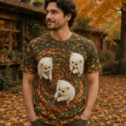 Leaf Vortex Crew — AOP T-Shirt — adult lifestyle view