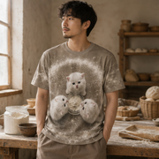 Flour Halo Freeze — AOP T-Shirt — adult lifestyle view