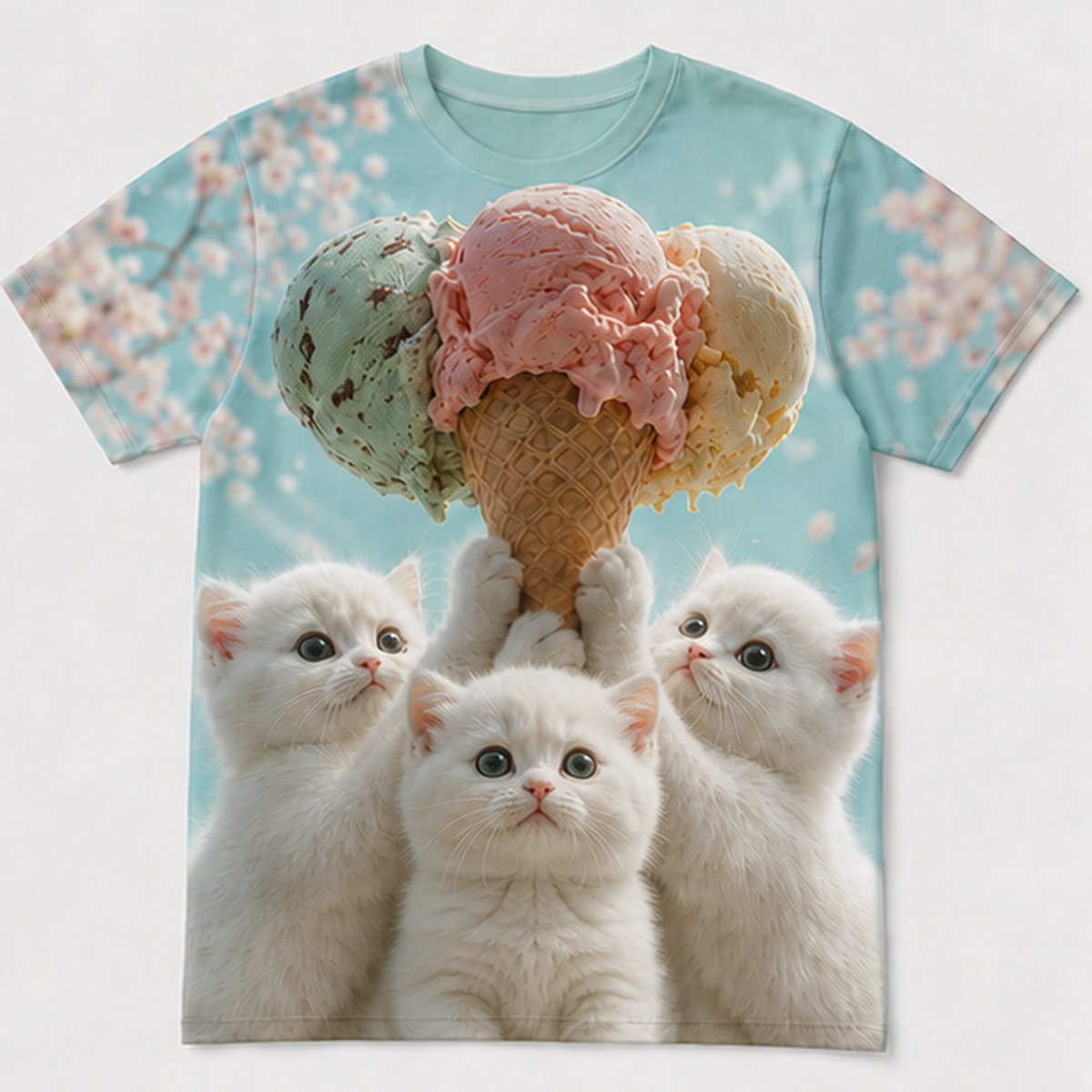 Three Scoops, One Save — AOP T-Shirt — front view