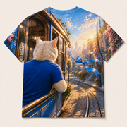 Back view — Tram Window Ribbon — All-Over Print T-Shirt