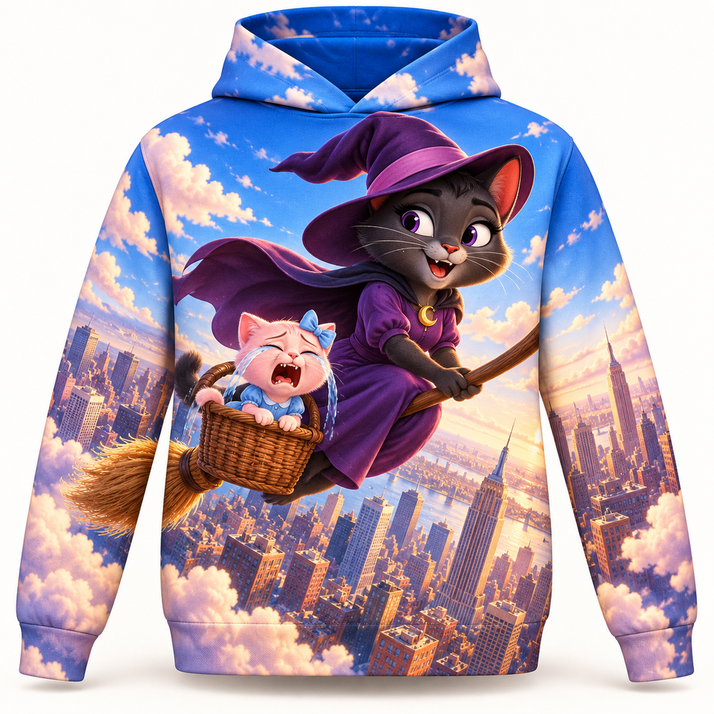 Broomstick Over the City front view — The Fluffy Fam episode 7681845060513565966