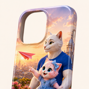 Twilight Paper Plane tough phone case close detail of the camera opening, side buttons, edge and rounded corner