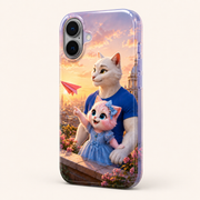 Twilight Paper Plane tough phone case in three-quarter rear view showing camera rim, edges and button covers