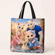 Black-base Water Jug Mosaic cotton canvas tote in a three-quarter view with full-face front artwork only