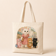 Weekend Errands Crew Natural cotton canvas tote three-quarter view; front artwork only